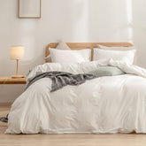 BESTOUCH front view duvet cover set on bed showing off-white neutrality and styling benefit