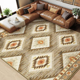 BESTSWEETIE front view of cream camel rug showing full pattern and warm tones