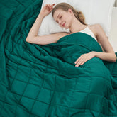 BETU front view of green weighted blanket showing full coverage and calming color