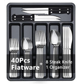 BEWOS full set front view showing polished flatware and organized presentation benefit