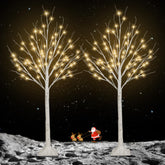 BHCLIGHT front view of two lit birch trees creating warm ambiance