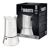 Bialetti Venus front view showing stainless-steel finish and ergonomic handle benefit durability