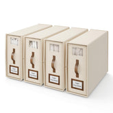BigPonPon front view of four beige storage cubes showing tidy organization benefit