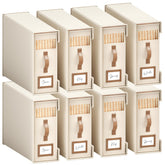 BigPonPon front view of eight beige organizers showing neat stacking and neatness