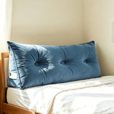 Bilimili front view wedge headboard pillow showing full navy backrest benefit