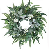 BINFEN front door eucalyptus wreath showing inviting curb appeal