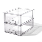BINO clear drawer front view showing spacious interior and quick visibility benefit