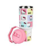 Bioworld Hello Kitty front view shows cheerful squares and immediate visual appeal
