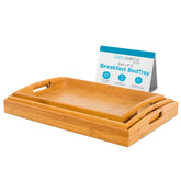 BIRDROCK HOME front view of three bamboo nesting trays showing warm finish