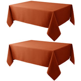Biscaynebay front view of rust rectangular tablecloth showing full coverage and color