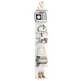 BKALEME front view of 7 tier wall shelf showing clean white storage and organized display