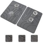 Blaithom front view of two gray stone drying mats, keeps counters dry