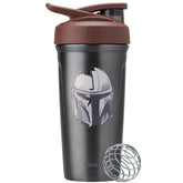 BlenderBottle front view showing Mandalorian helmet and insulated benefits
