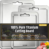 BLFICHOP front packaging showing three titanium boards and included sizes, durable gift-ready set