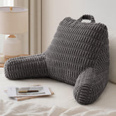 Blissful Diary front view of dark gray reading pillow showing full support