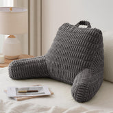 Blissful Diary front view showing dark gray pillow and supportive high back benefit comfort
