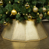 Blissun shiny gold tree collar front view adds polished base to tree