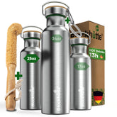 Blockhütte bottle front view shows durable design and reliable hydration