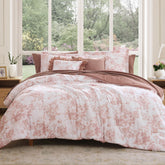 BLOOMHAVEN front view of packaged queen comforter set showcasing design
