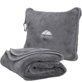 BlueHills folded blanket front view showing compact packability and travel readiness