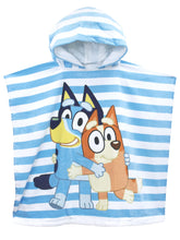 Bluey front hooded poncho showing full design and quick-dry benefit