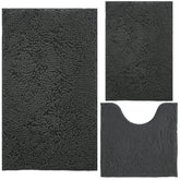 BOANKODU front view of three-piece grey bath mat set adds coordinated comfort