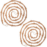 Boao gold wooden bead garland front view adds warm farmhouse charm