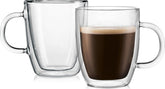 bodum front view set of 2 clear mugs showing elegant silhouette and easy serving