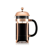 Bodum Chambord front view in copper finish showing classic design and durable frame