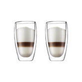 Bodum Pavina front view showing clear double-wall and floating liquid benefit