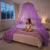 Bollepo front view canopy hung over bed creating magical atmosphere