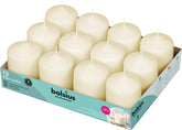 BOLSIUS front packaging showing 12 ivory pillar candles, reliable event supply