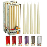 BOLSIUS front pack of 20 ivory tapers showing quantity and clean design benefit