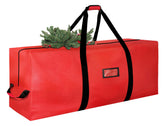 BOOPNEW front view of red 9ft tree bag showing full-length zipper and bright color benefit protection