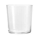 Bormioli Rocco front view of twelve clear 12oz tumblers showing uniform shape and capacity