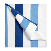 Bornbay front view showing navy stripe and generous 40x70 size for comfortable use