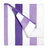 Bornbay front view striped purple towel shows full pattern and generous size