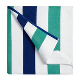 Bornbay front view teal stripe showing full towel coverage and style benefit