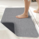 Bosap front view bath mat showing clean edges and neutral grey for easy styling