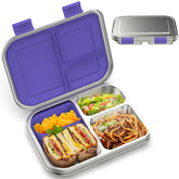 BOSEDSANG purple lunch box front view showing secure lock and child-friendly design benefit