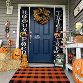 Bottalive front view of orange and black checkered rug showing bold farmhouse style