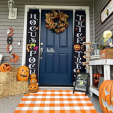 Bottalive front view orange white buffalo plaid rug adds welcoming curb appeal