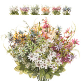 Bovvered front packaging showing six bundled silk daisies, ready for décor