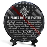 Bozspacer plaque front view showing prayer and emblem for meaningful display