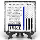 Bozspacer front view of prayer plaque showing full message and flag, honors officers