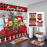 Bpwasxda shower curtain front view showing festive design and easy care benefits