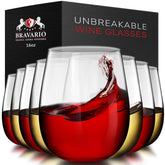 Bravario front view set of 8 glasses showing crystal clarity and entertaining ease
