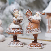 Braxio front view of two-piece gingerbread Santa set showing ready-to-display charm