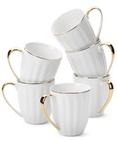 Brew To A Tea front view of six white porcelain mugs showing elegant set benefit