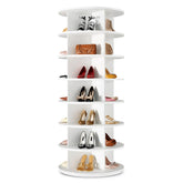 BrFoYu front view of rotating shoe rack showcases space-saving benefit
